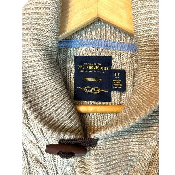 CPO PROVISIONS Womens Fisherman Aesthetic Cable Knit Button Shawl Collar Sweater - Picture 3 of 5